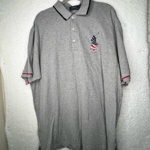 POLO RALPH LAUREN BIG&TALL‎ GREY COTTON AMERICAN FLAG BIG PONY POLO SHIRT SZ 2XL